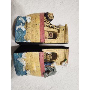 Vintage Noah's Ark Resin Bookends Christian Library Animals Heavy